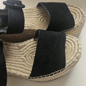 Marc Fisher Black "Rex" Espadrille Sandals 6.5